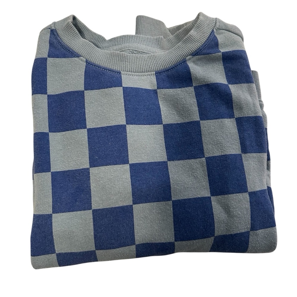 Cat & Jack Boys Blue Checkered Sweatshirt -Size Small (6/7)